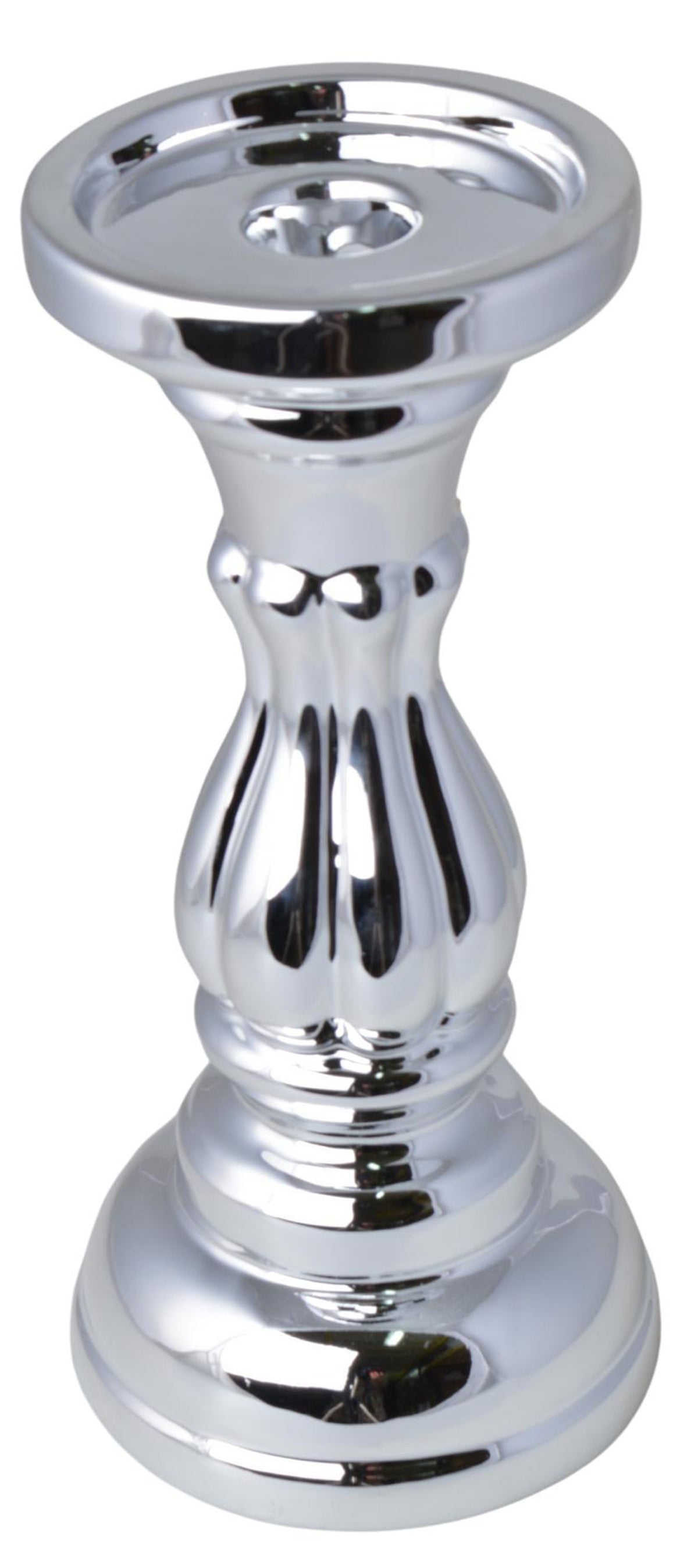 ŚWIECZNIK CERAMICZNY SREBRNY WYSOKI