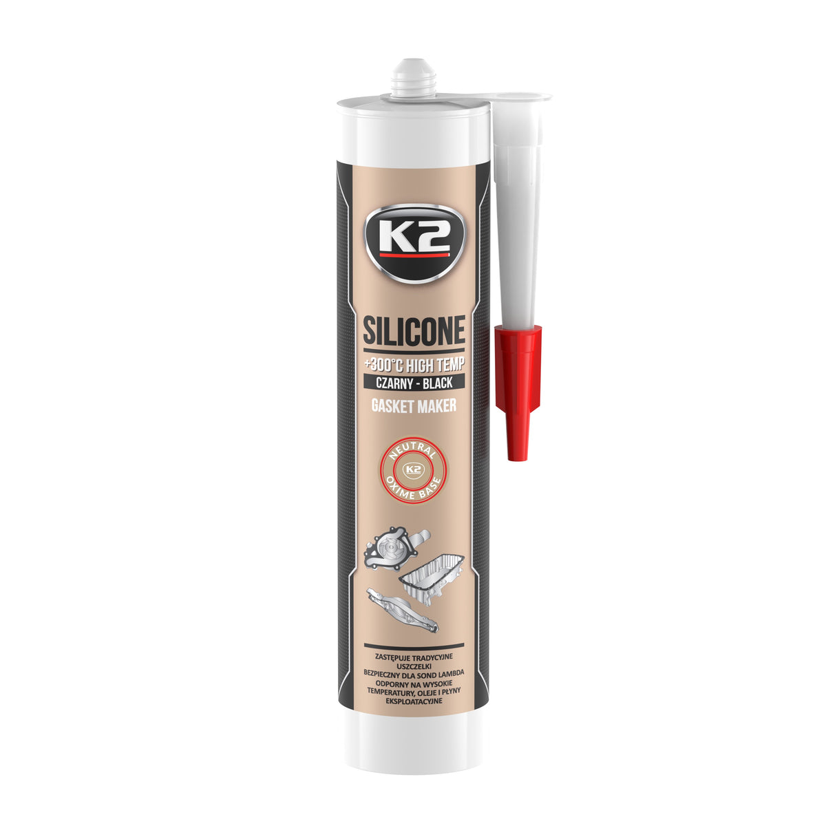 K2 CZARNY SILIKON +300°C 300ml