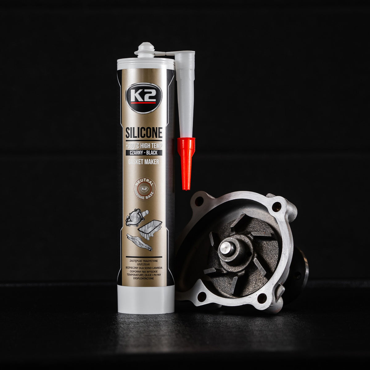 K2 CZARNY SILIKON +300°C 300ml