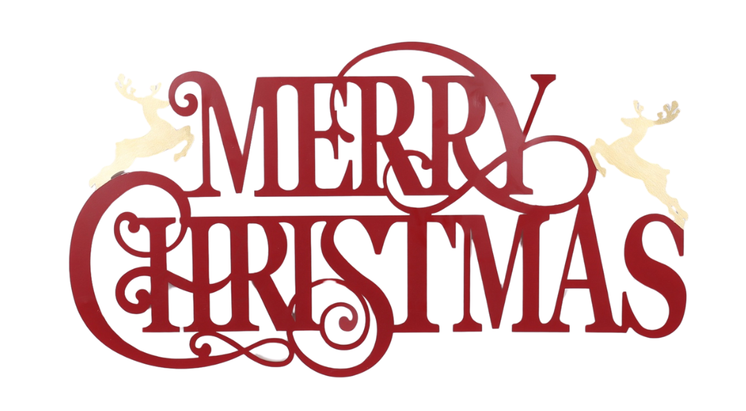 NAPIS METALOWY CZERWONY "MERRY CHRISTMAS"