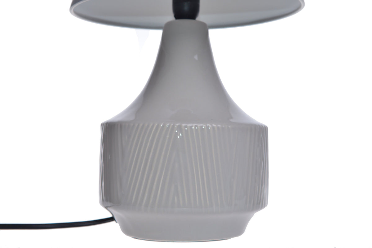 LAMPA CERAMICZNA BEŻOWA W PRĄŻKI
