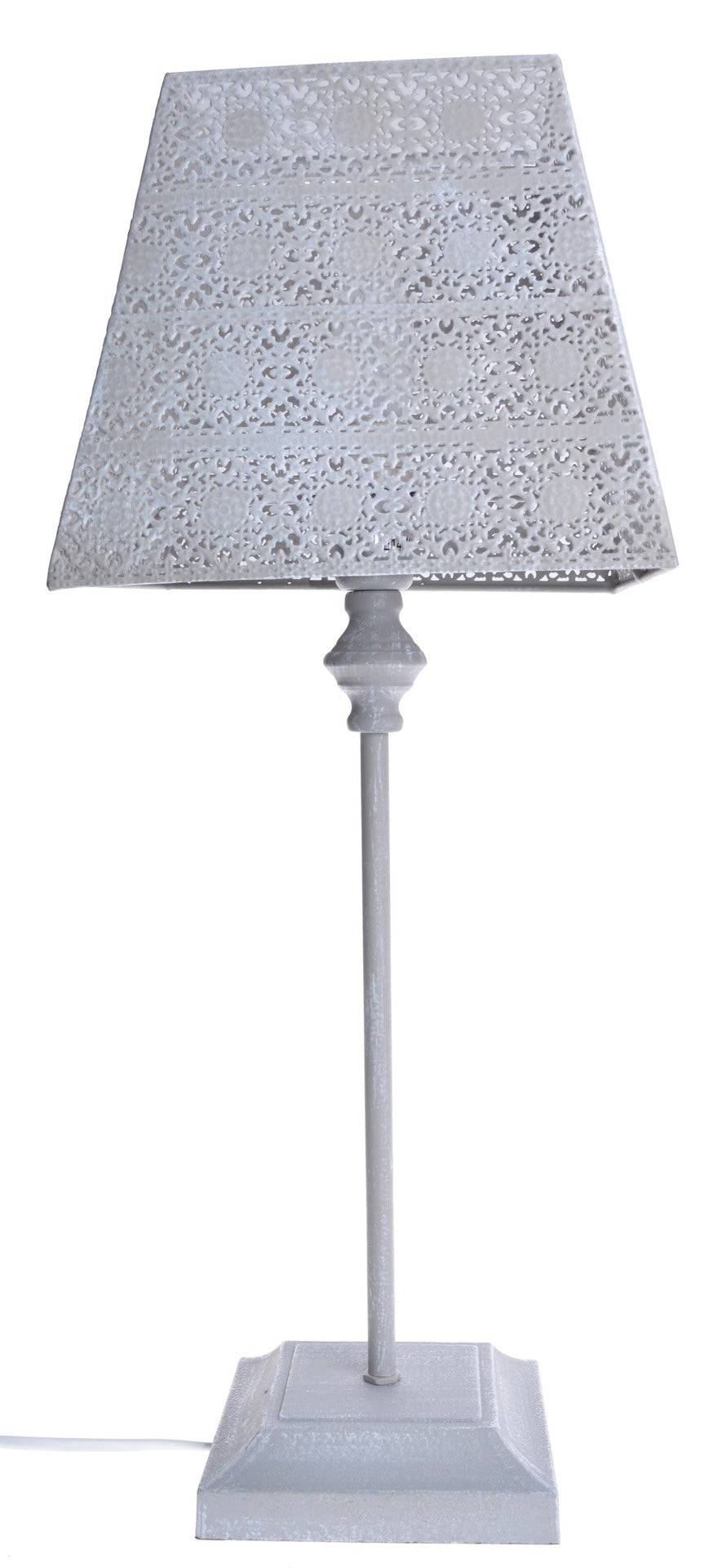 LAMPKA NOCNA SZARA AŻUROWA