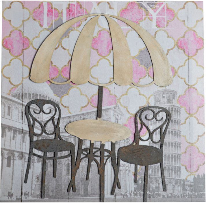 OBRAZ-DEKORACJA CIENNA ZE STOLIKIEM 50X50 CM