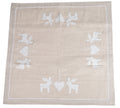 OBRUS KREMOWY ZE WZOREM SERCA I RENIFERA 85x85 cm