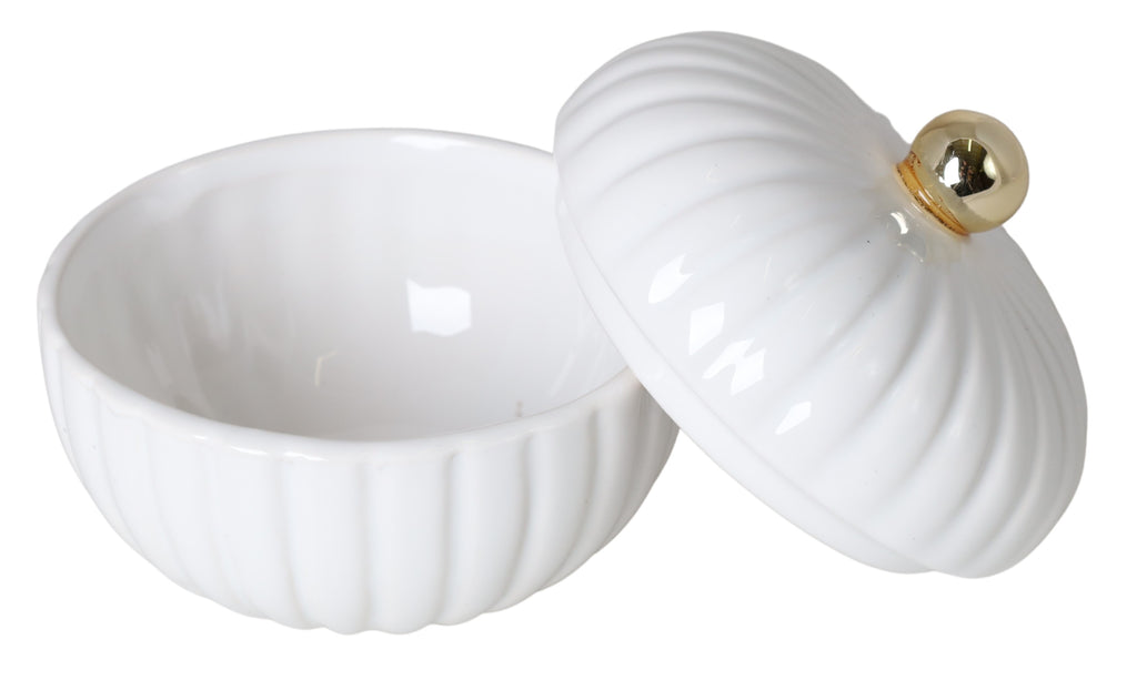PUZDERKO CERAMICZNE BIAŁO-ZŁOTE MAŁE