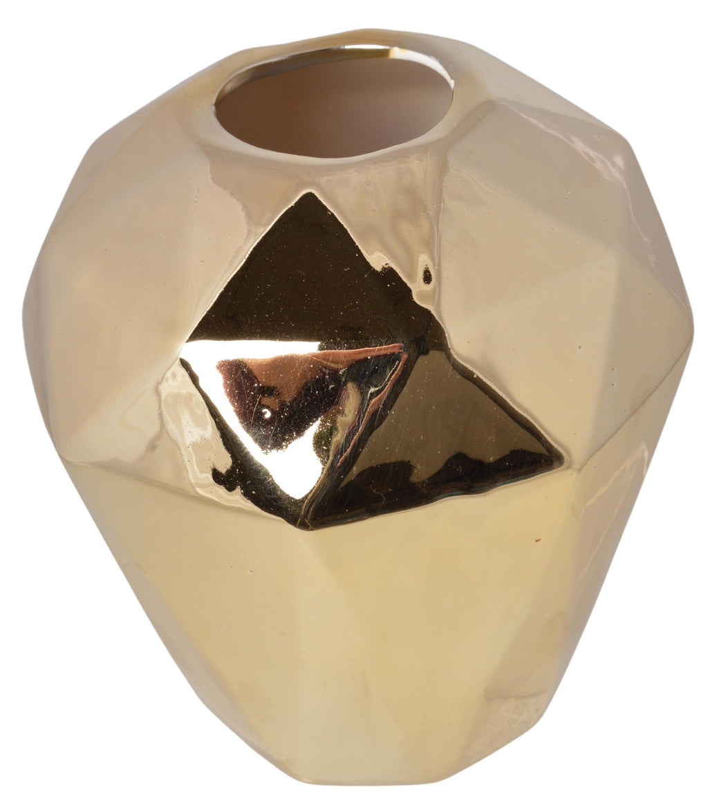 WAZON CERAMICZNY GEOMETRYCZNY ZŁOTY