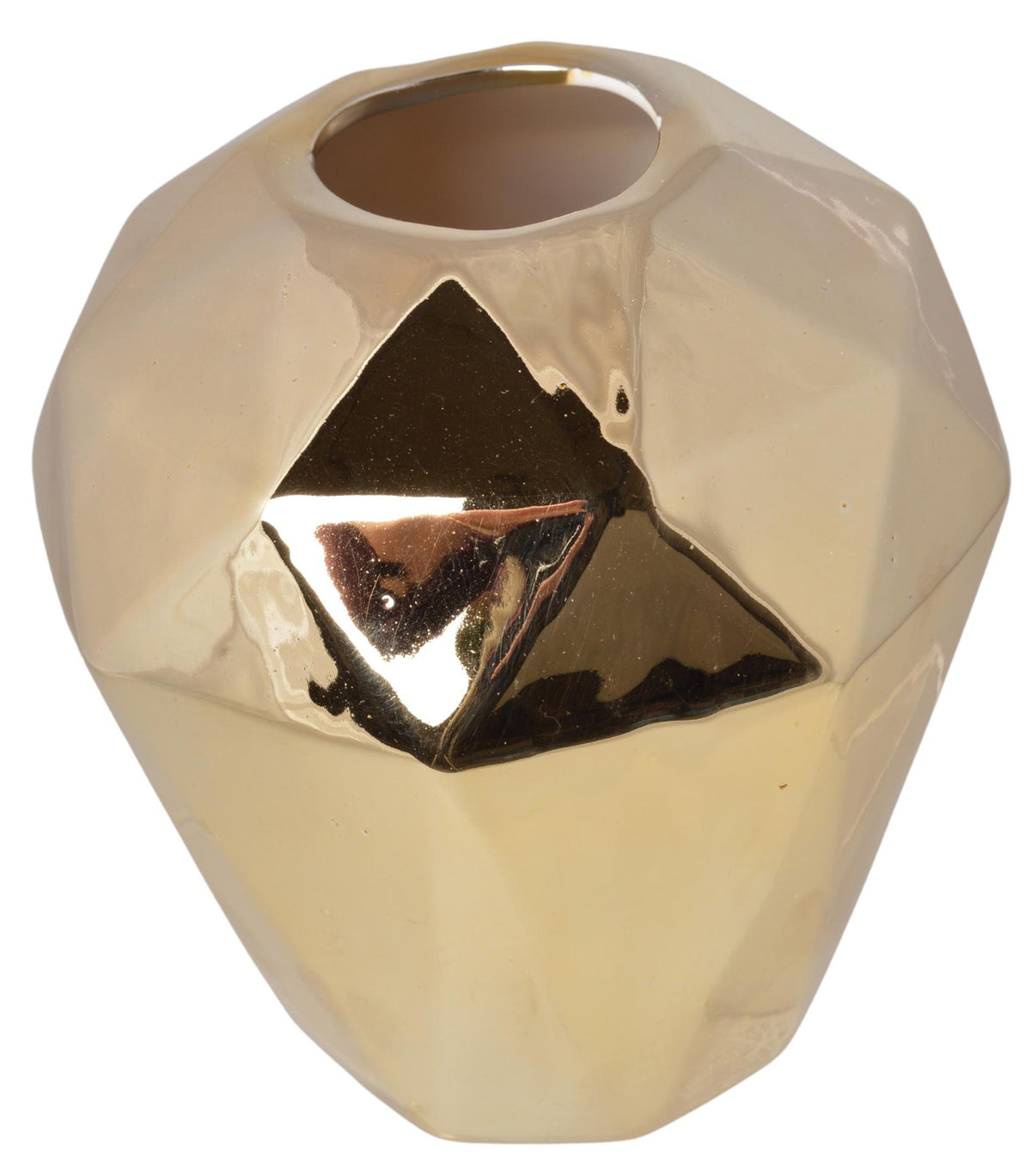WAZON CERAMICZNY GEOMETRYCZNY ZŁOTY