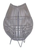 LAMPION WIKLINOWY SZARY ZE SZKLANYM WKŁADEM DUŻY