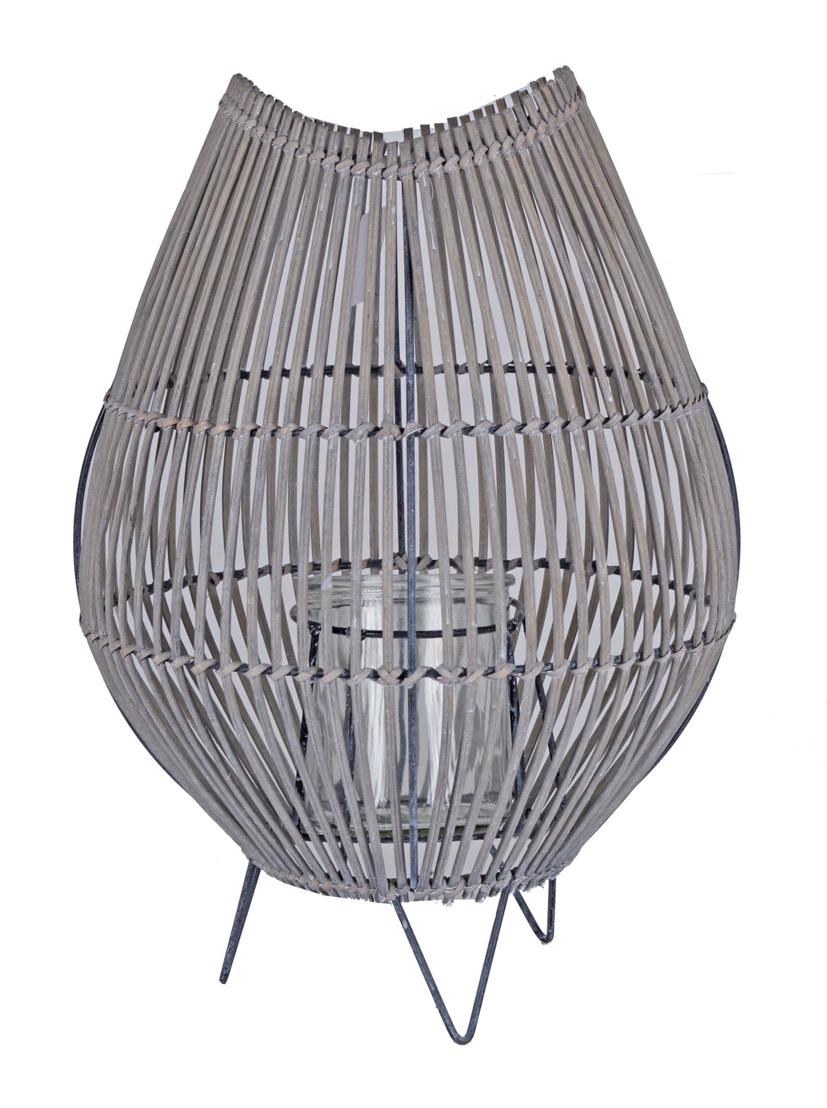 LAMPION WIKLINOWY SZARY ZE SZKLANYM WKŁADEM DUŻY