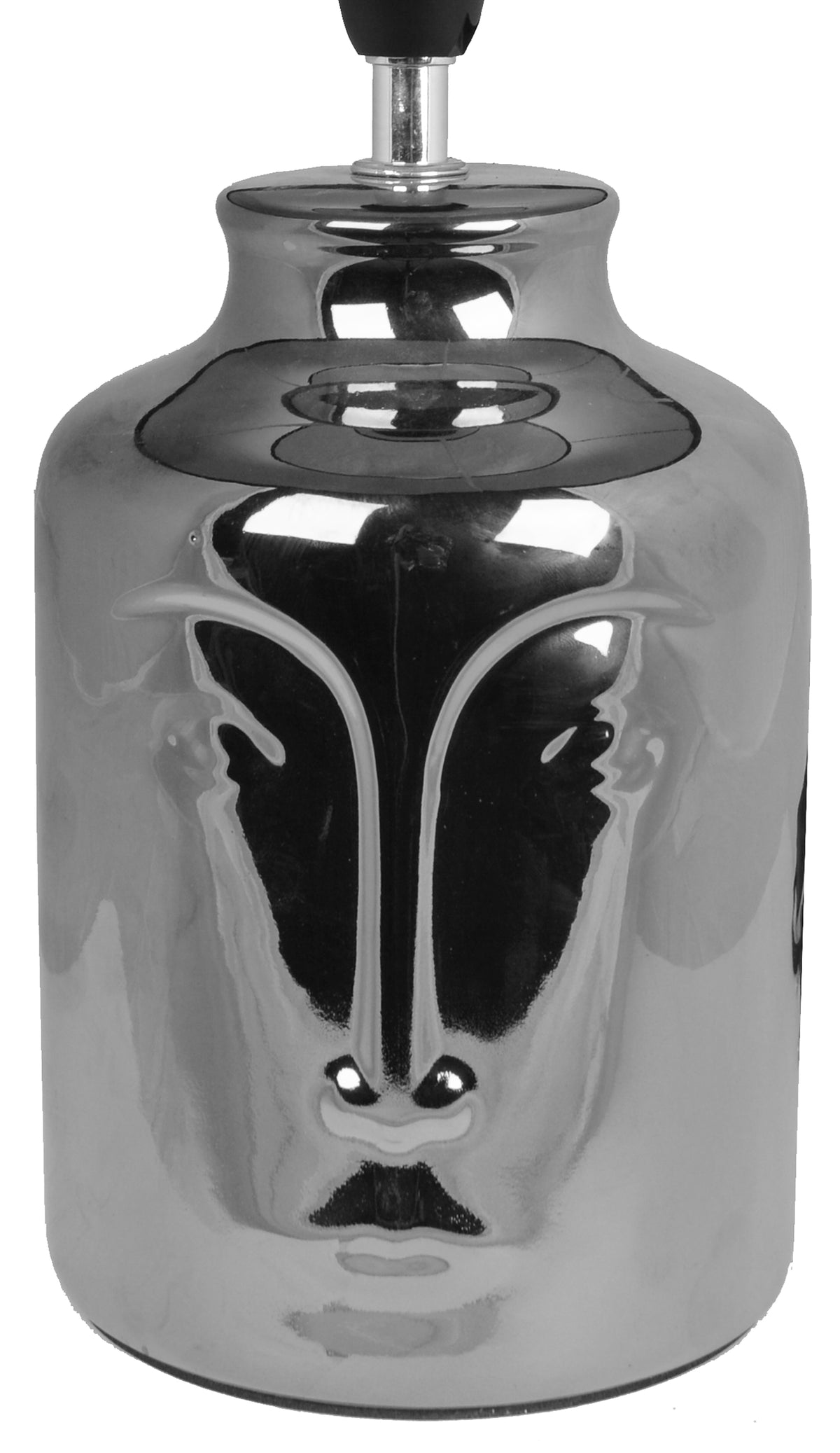 LAMPA CERAMICZNA SREBRNA TWARZ Z CZARNYM ABAŻUREM*