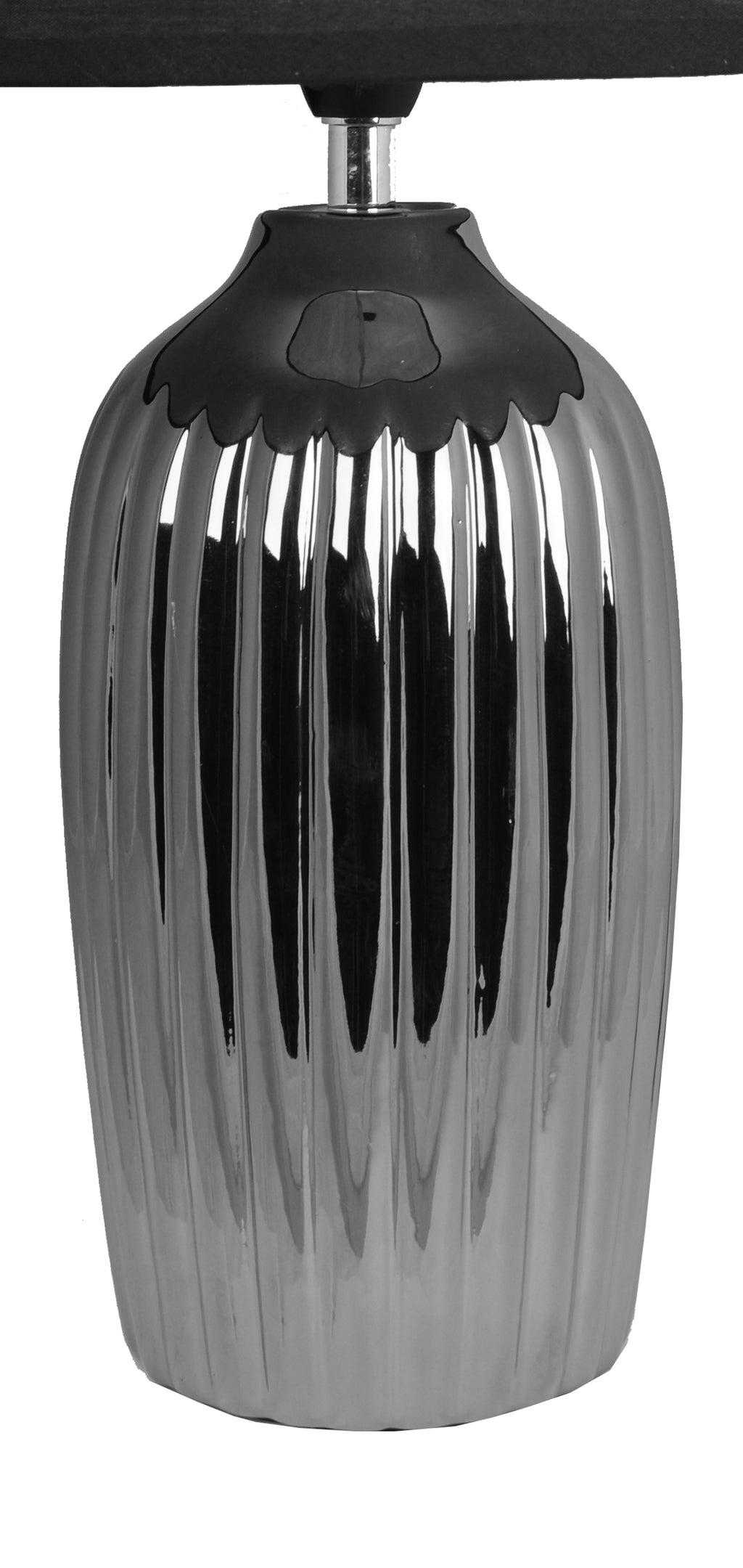 LAMPA CERAMICZNA SREBRNA Z CZARNYM ABAŻUREM