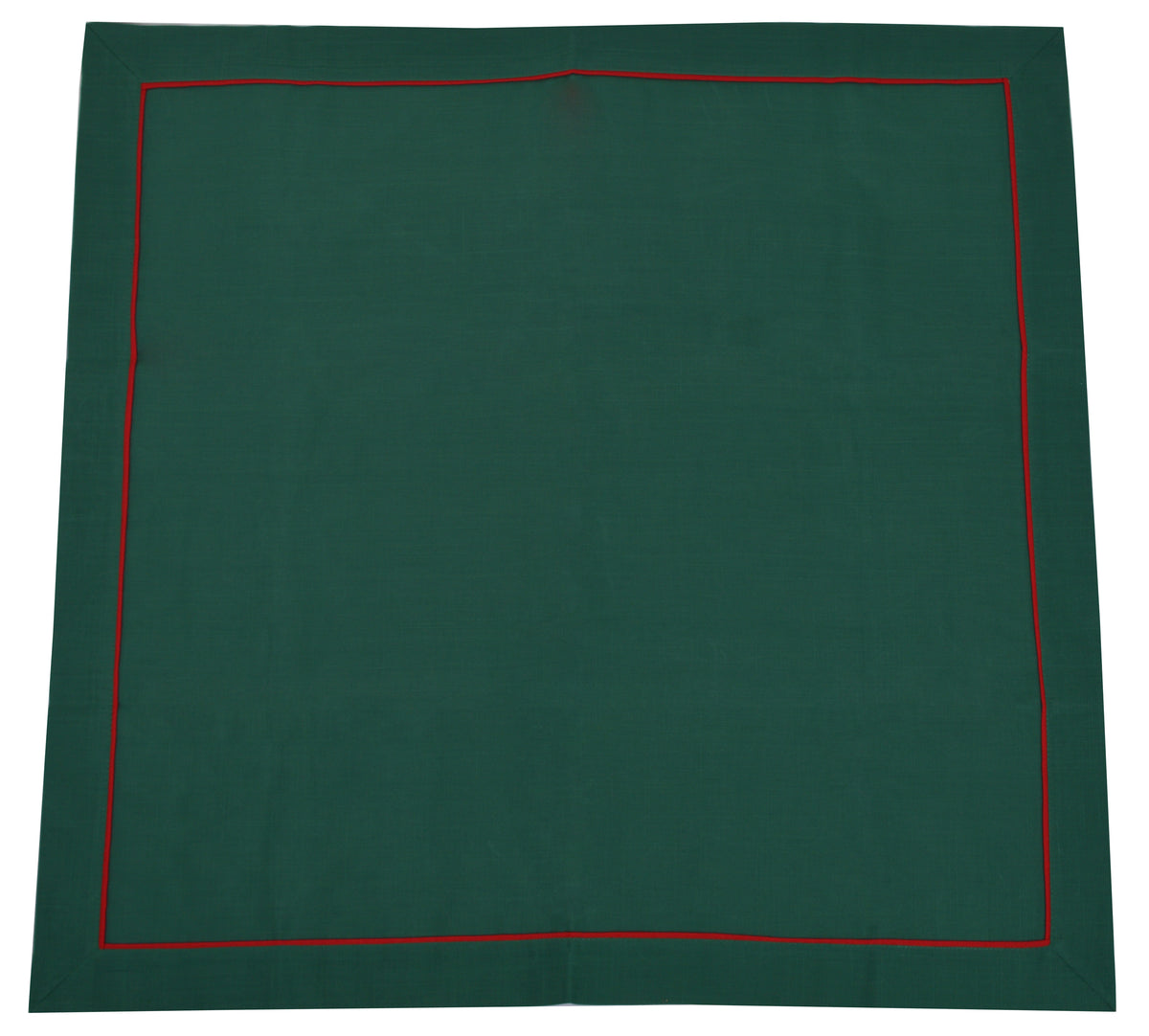 OBRUS ZIELONY Z CZERWONĄ OBLAMÓWKĄ 85x85 cm