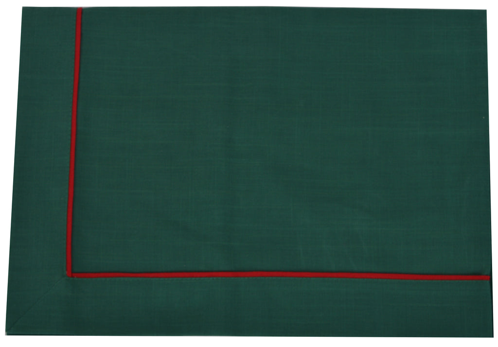 OBRUS ZIELONY Z CZERWONĄ OBLAMÓWKĄ 140x180 cm