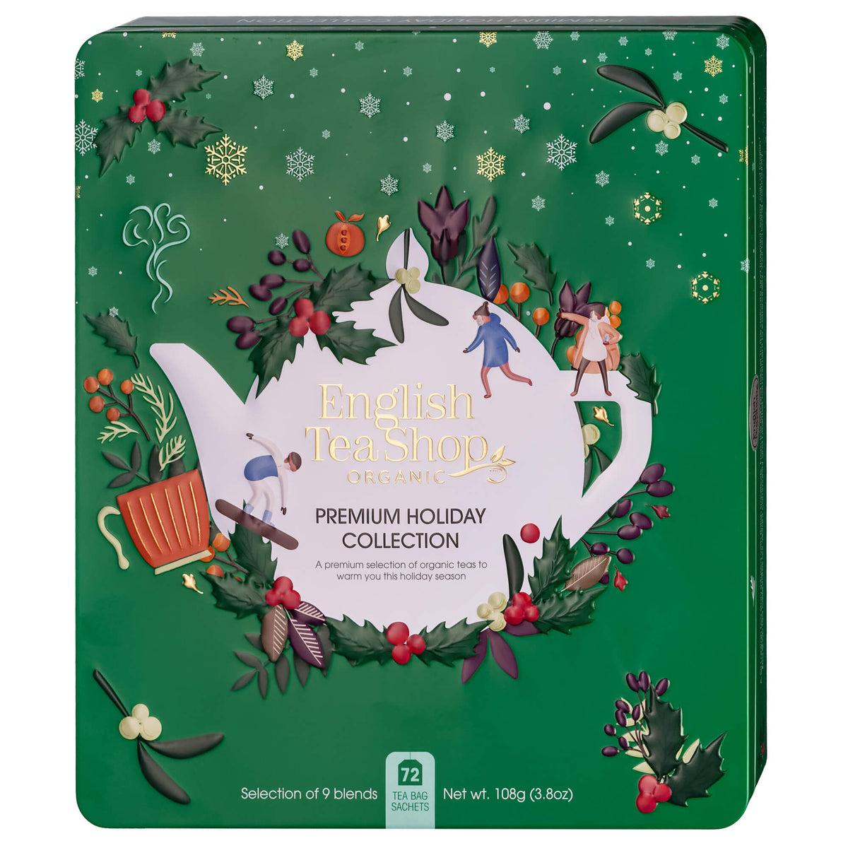 Metalowa puszka premium holiday collection green - 72 saszetek