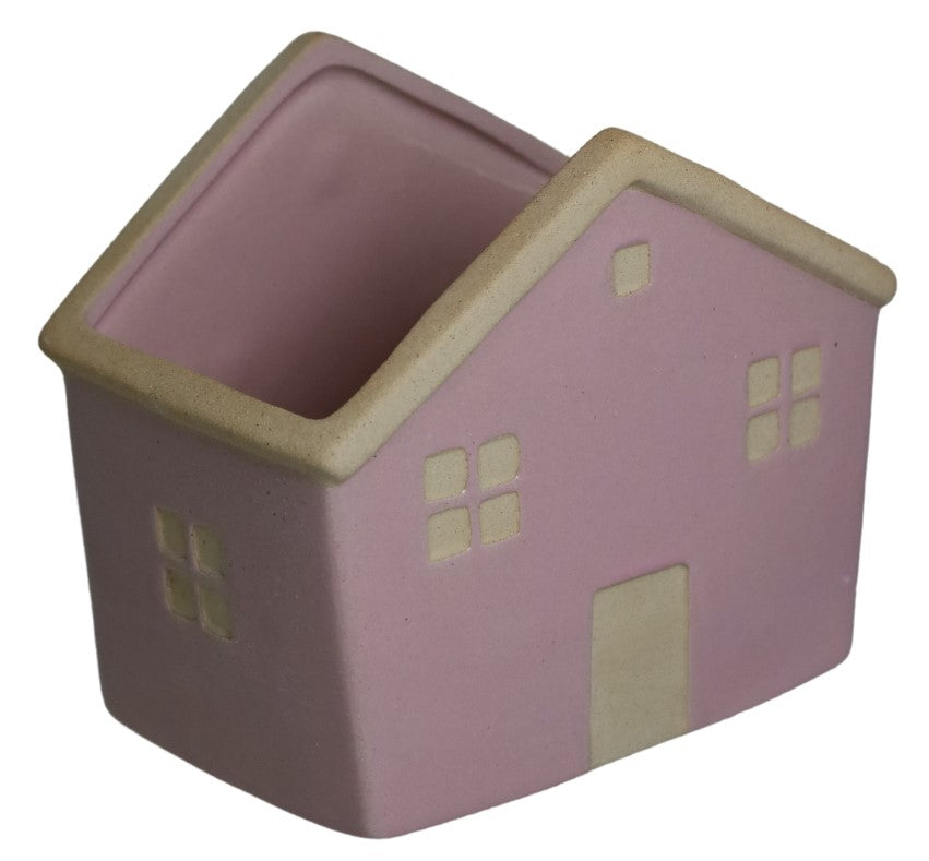 DONICZKA CERAMICZNA DOMEK SZKLIWIONY RÓŻOWY