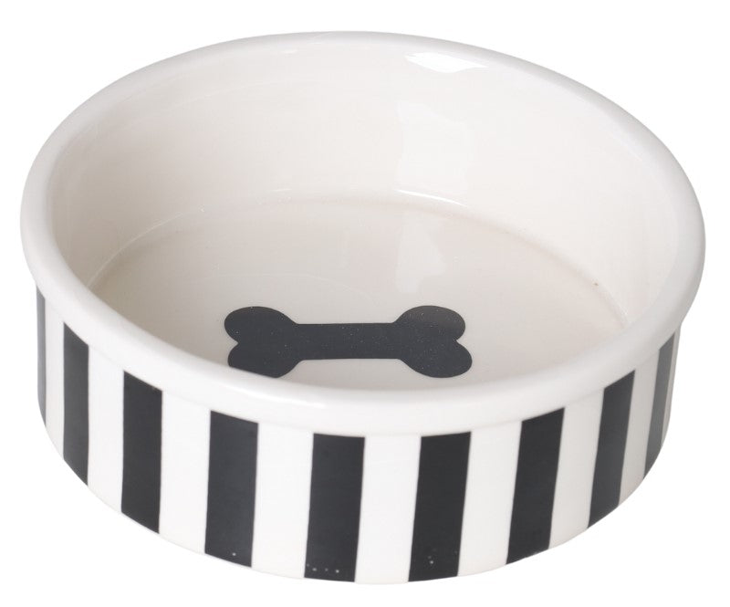 MISKA CERAMICZNA DLA PSA W BIAŁO-CZARNE PASKI