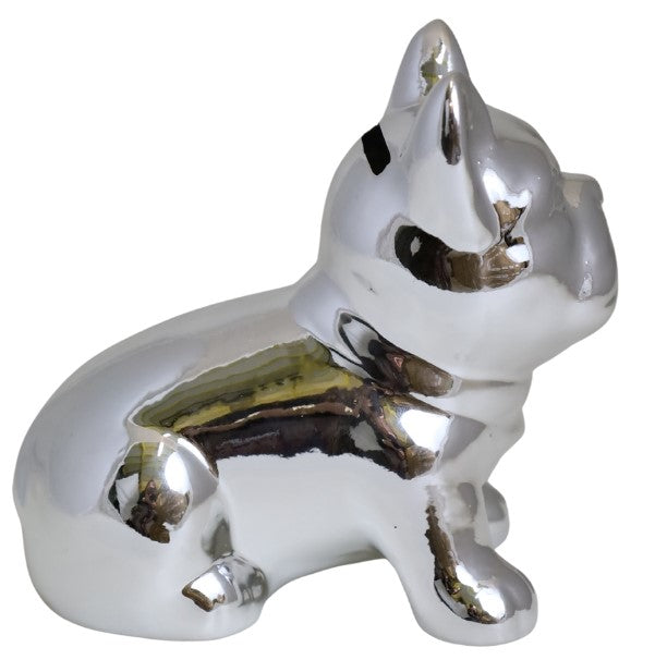 SKARBONKA CERAMICZNA BULDOG SREBRNY MAŁY