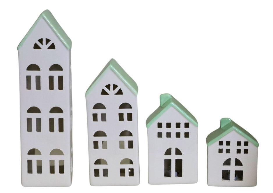DOMEK CERAMICZNY BIAŁY Z MIĘTOWYM DACHEM DUŻY LED