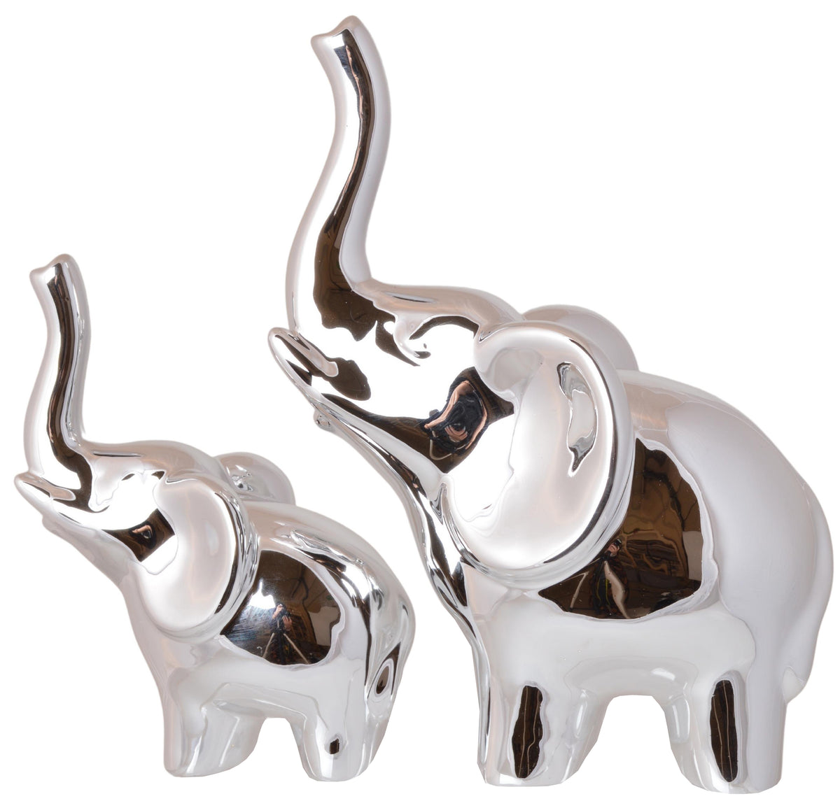FIGURKA CERAMICZNA SŁOŃ SREBRNY DUŻY