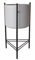 KWIETNIK METALOWY BIAŁY NA CZARNYM STELAŻU NISKI