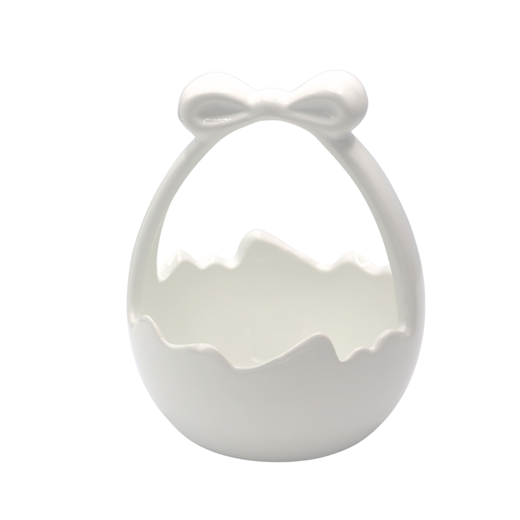 KOSZYCZEK CERAMICZNY BIAŁY Z KOKARDĄ MAŁY