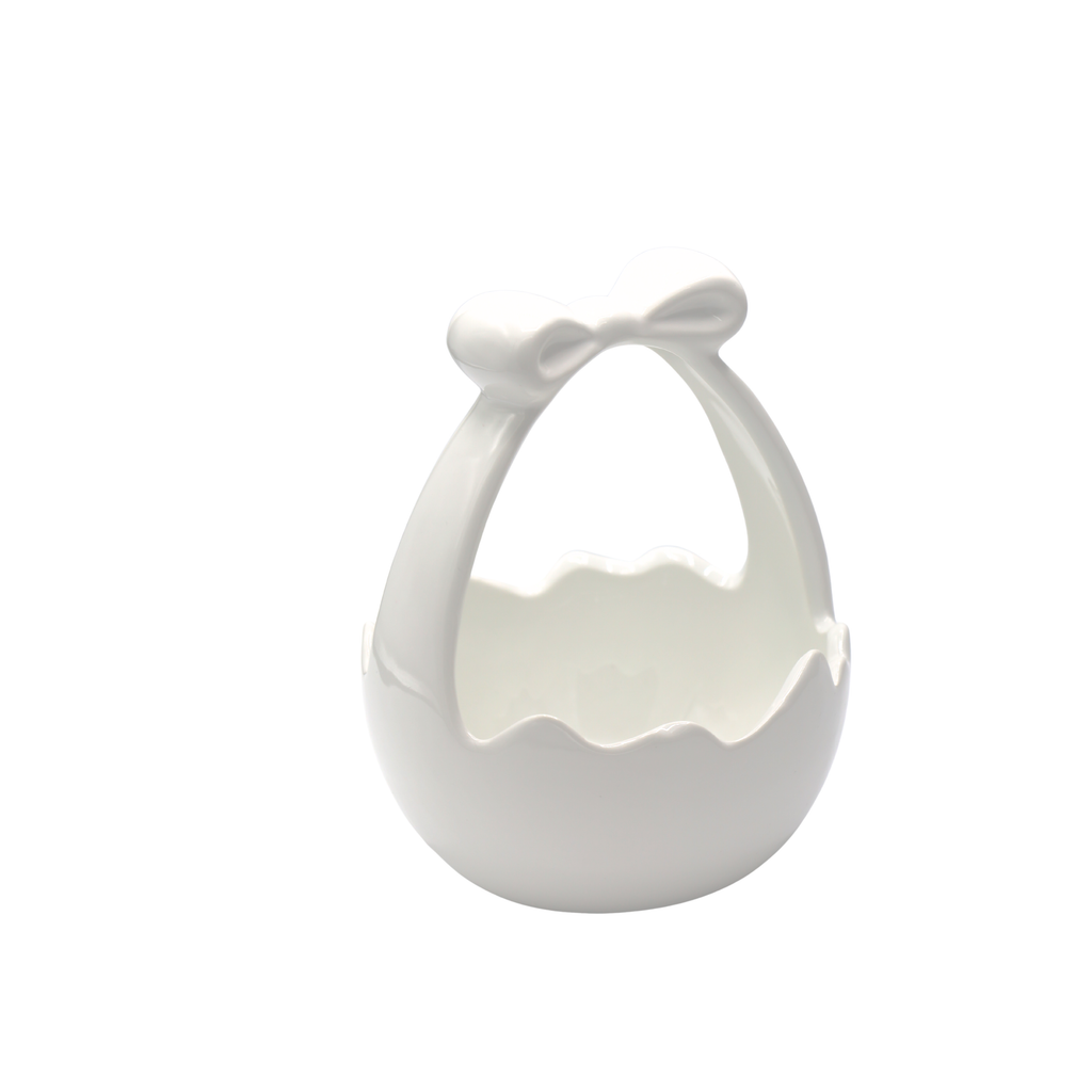 KOSZYCZEK CERAMICZNY BIAŁY Z KOKARDĄ MAŁY