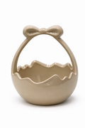 KOSZYCZEK CERAMICZNY BEŻOWY Z KOKARDĄ MAŁY