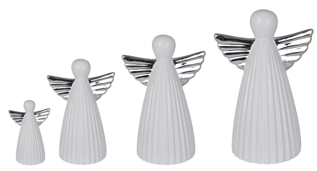 ANIOŁ CERAMICZNY BIAŁO-SREBRNY MINI