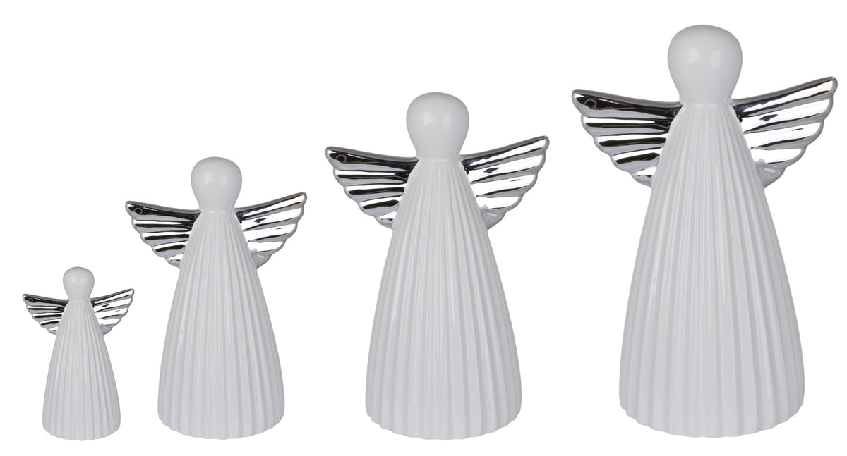 ANIOŁ CERAMICZNY BIAŁO-SREBRNY MINI