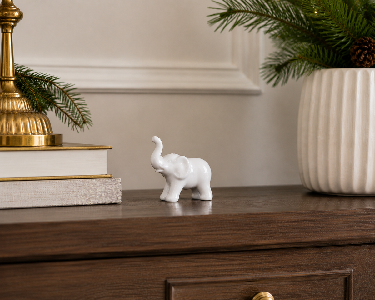 SŁOŃ CERAMICZNY BIAŁY MINI
